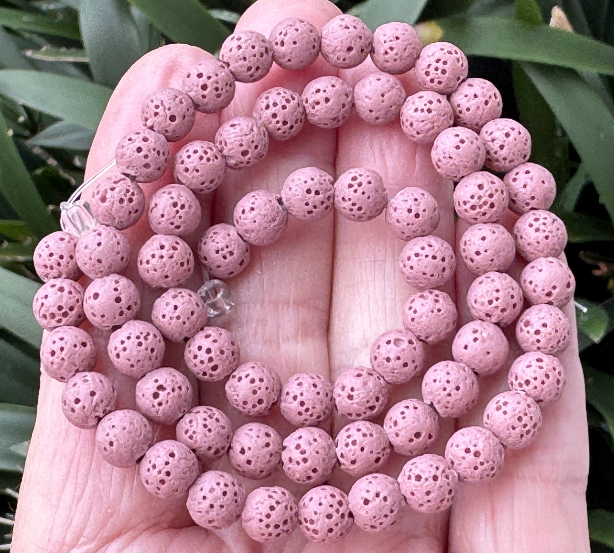 Lava Rose Pink 6mm 8mm Round Volcanic Diffuser Beads 39cm Strand - Oz Beads 