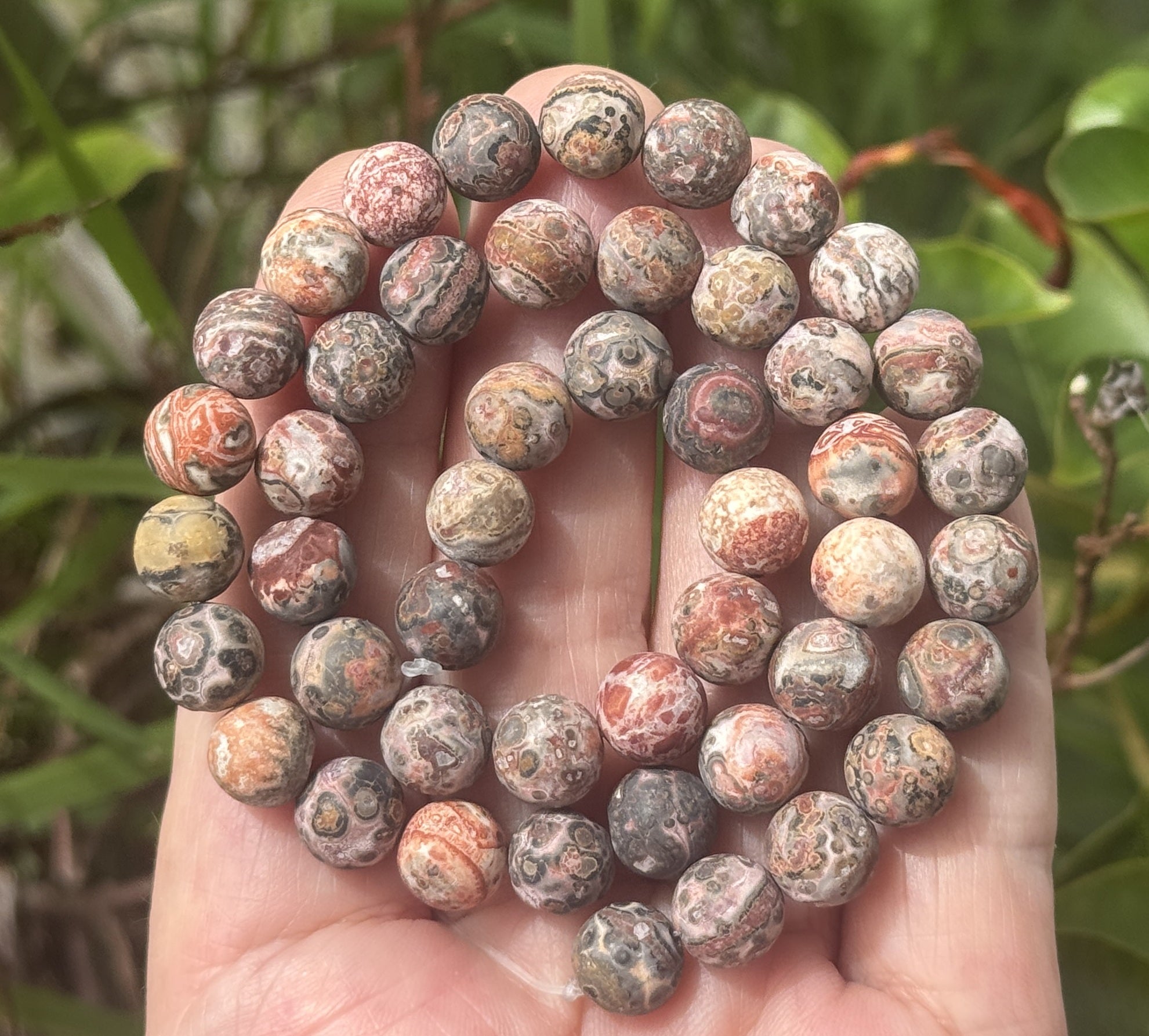 Leopard Skin Jasper matte 8mm round gemstone beads 15.5" strand - Oz Beads 