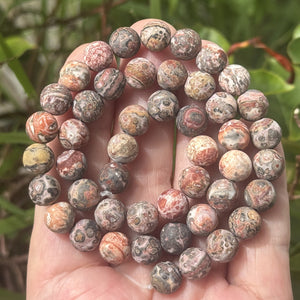 Leopard Skin Jasper matte 8mm round gemstone beads 15.5" strand - Oz Beads 