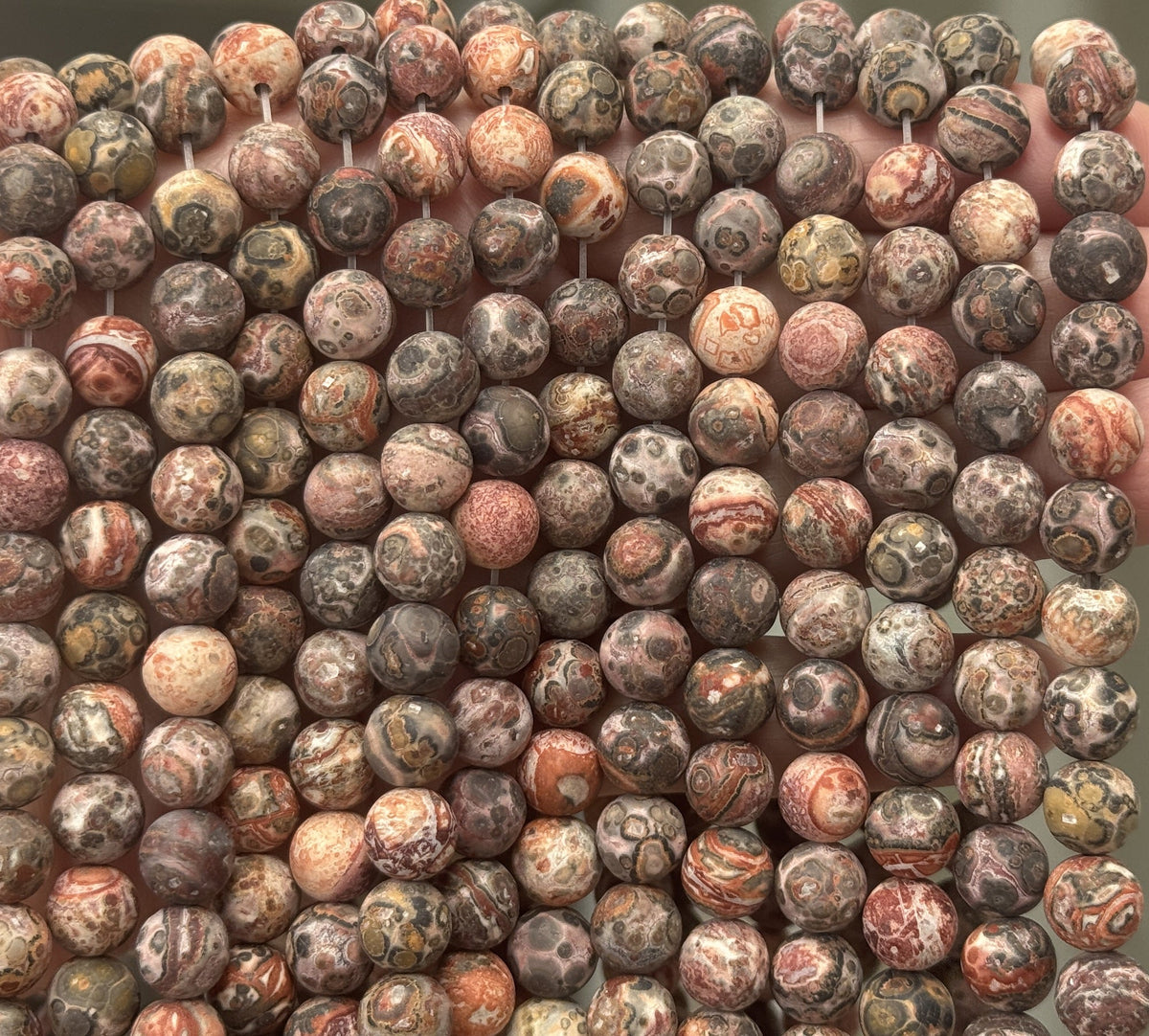 Leopard Skin Jasper matte 8mm round gemstone beads 15.5" strand - Oz Beads 