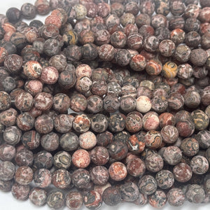Leopard Skin Jasper matte 8mm round gemstone beads 15.5" strand - Oz Beads 