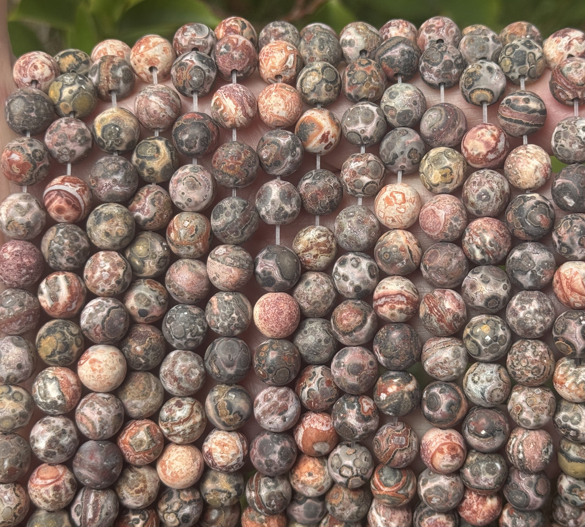Leopard Skin Jasper matte 8mm round gemstone beads 15.5" strand - Oz Beads 