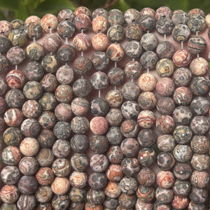 Leopard Skin Jasper matte 8mm round gemstone beads 15.5" strand - Oz Beads 