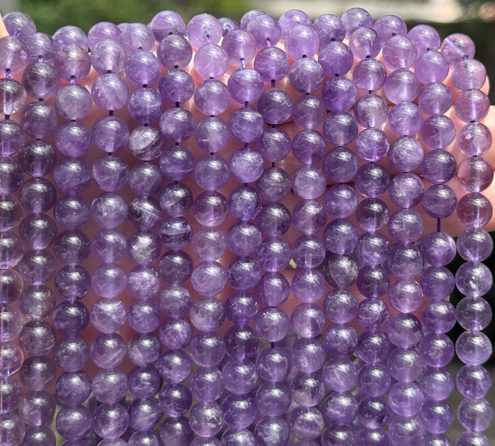 Light Amethyst 8mm round natural gemstone beads 15.5" strand - Oz Beads 