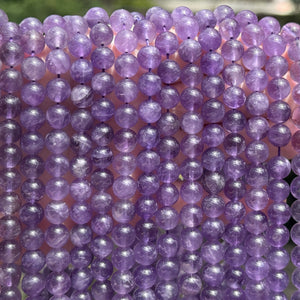 Light Amethyst 8mm round natural gemstone beads 15.5" strand - Oz Beads 
