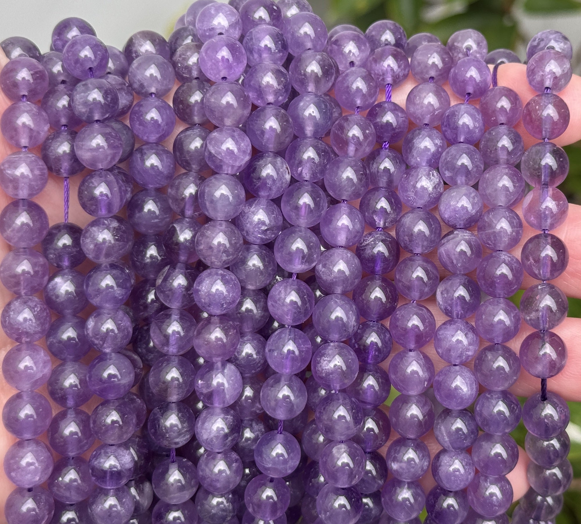 Light Amethyst 8mm round natural gemstone beads 15.5" strand - Oz Beads 