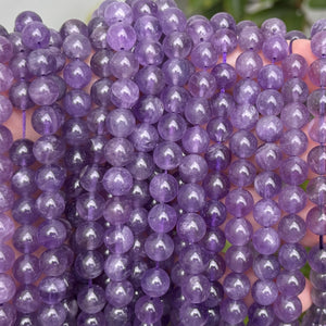 Light Amethyst 8mm round natural gemstone beads 15.5" strand - Oz Beads 