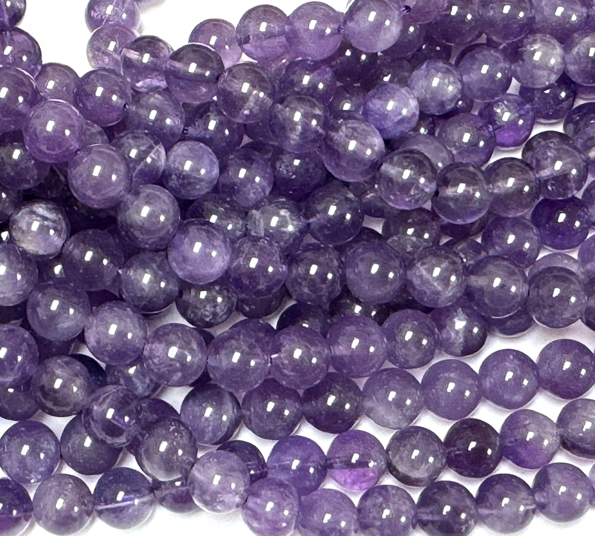 Light Amethyst 8mm round natural gemstone beads 15.5" strand - Oz Beads 