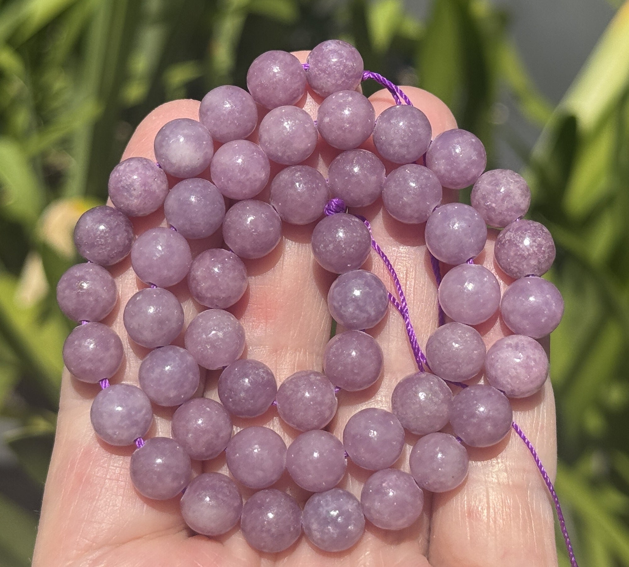 Lilac Lepidolite 8mm round natural gemstone beads 15.5" strand - Oz Beads 