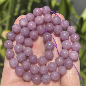 Lilac Lepidolite 8mm round natural gemstone beads 15.5" strand - Oz Beads 