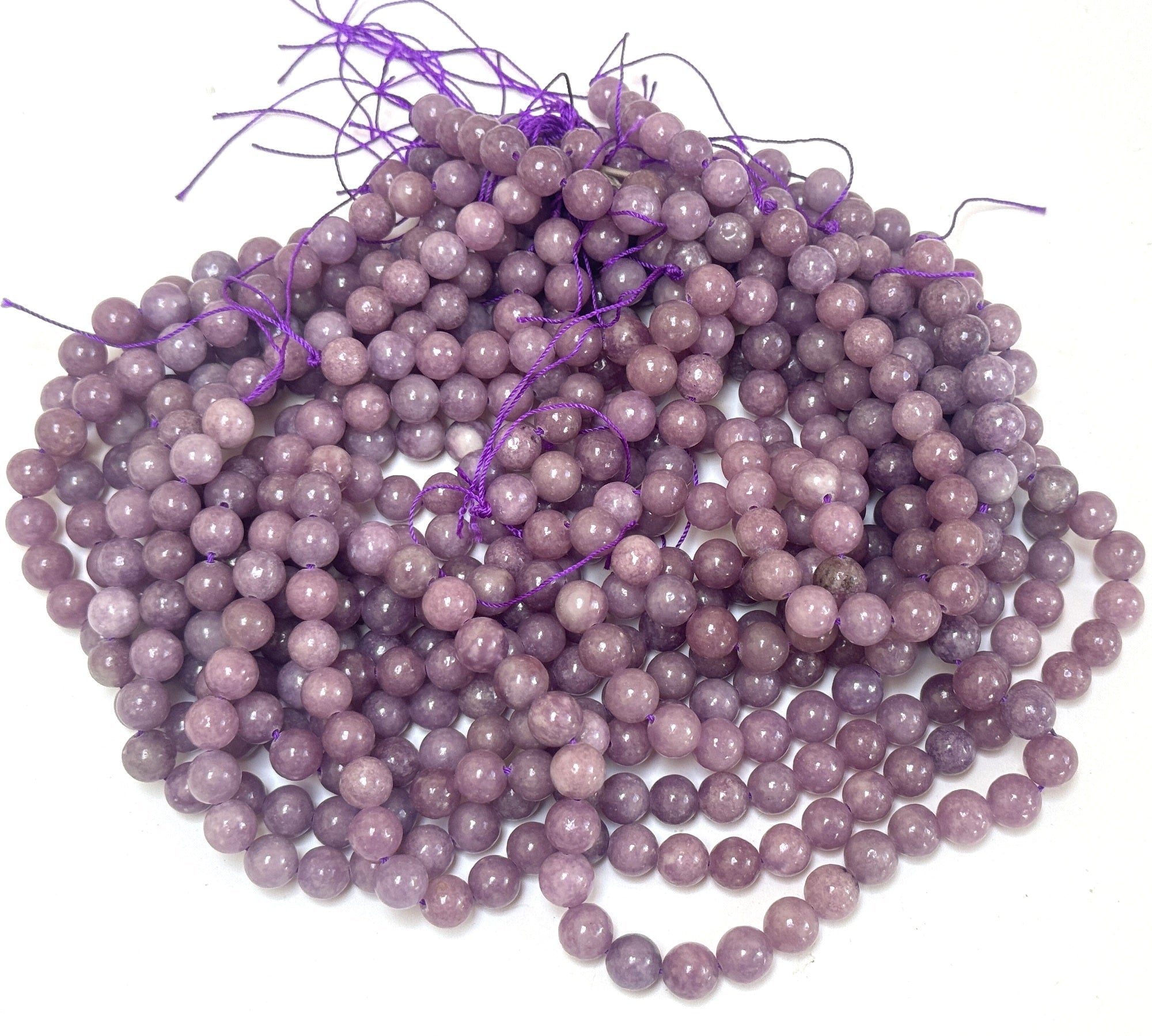 Lilac Lepidolite 8mm round natural gemstone beads 15.5" strand - Oz Beads 