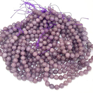 Lilac Lepidolite 8mm round natural gemstone beads 15.5" strand - Oz Beads 