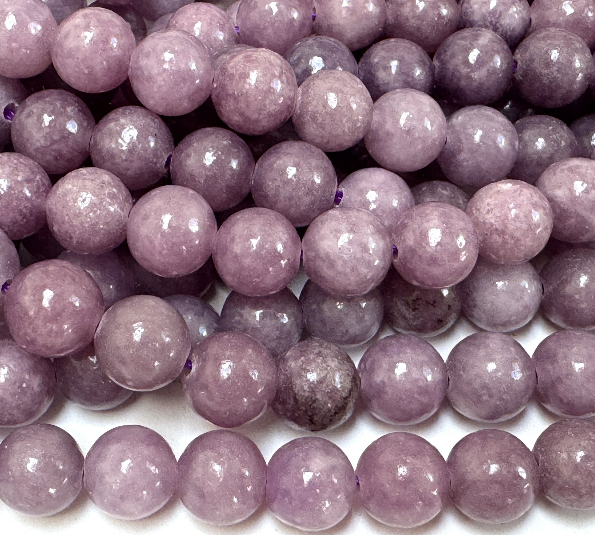 Lilac Lepidolite 8mm round natural gemstone beads 15.5" strand - Oz Beads 