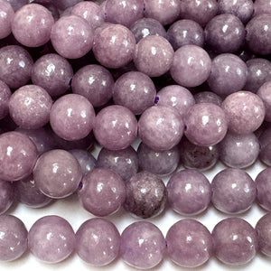 Lilac Lepidolite 8mm round natural gemstone beads 15.5" strand - Oz Beads 