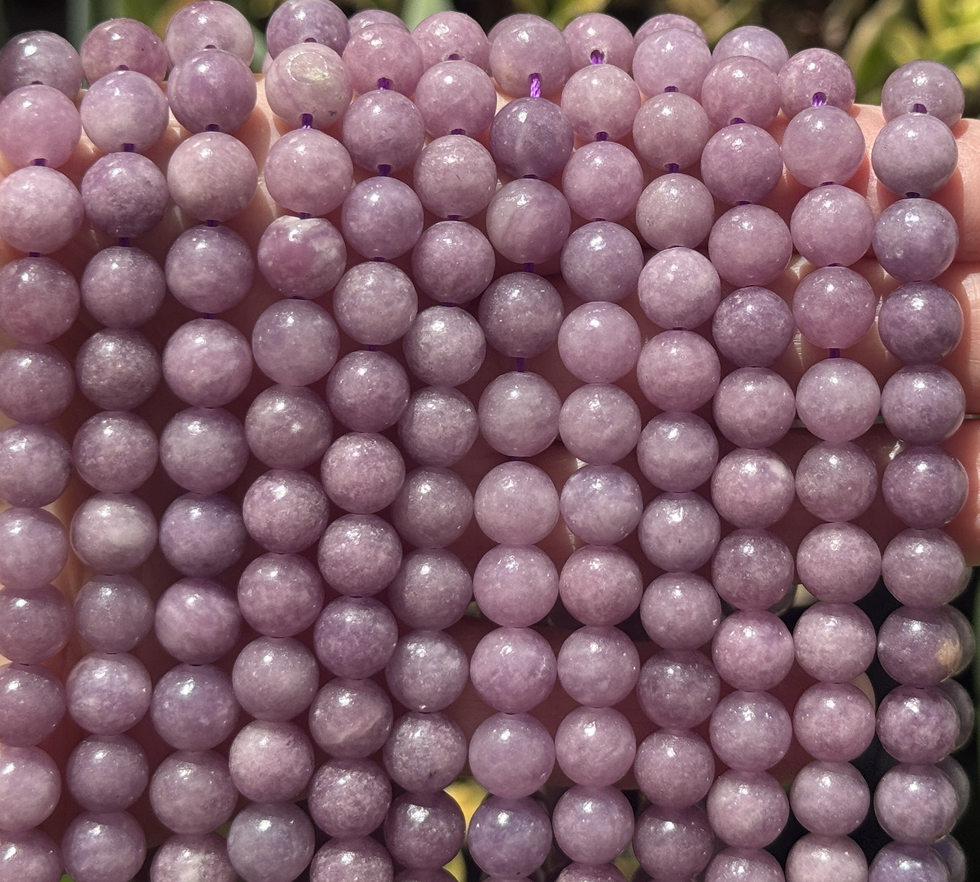 Lilac Lepidolite 8mm round natural gemstone beads 15.5" strand - Oz Beads 