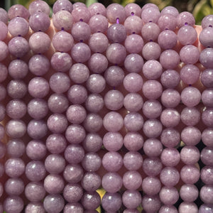 Lilac Lepidolite 8mm round natural gemstone beads 15.5" strand - Oz Beads 