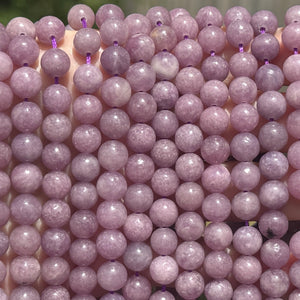 Lilac Lepidolite 8mm round natural gemstone beads 15.5" strand - Oz Beads 