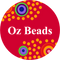 Oz Beads logo with colorful beads on a red background