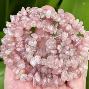 Madagascan Rose Quartz 6-10mm chip beads natural gemstone chips 32" strand - Oz Beads 