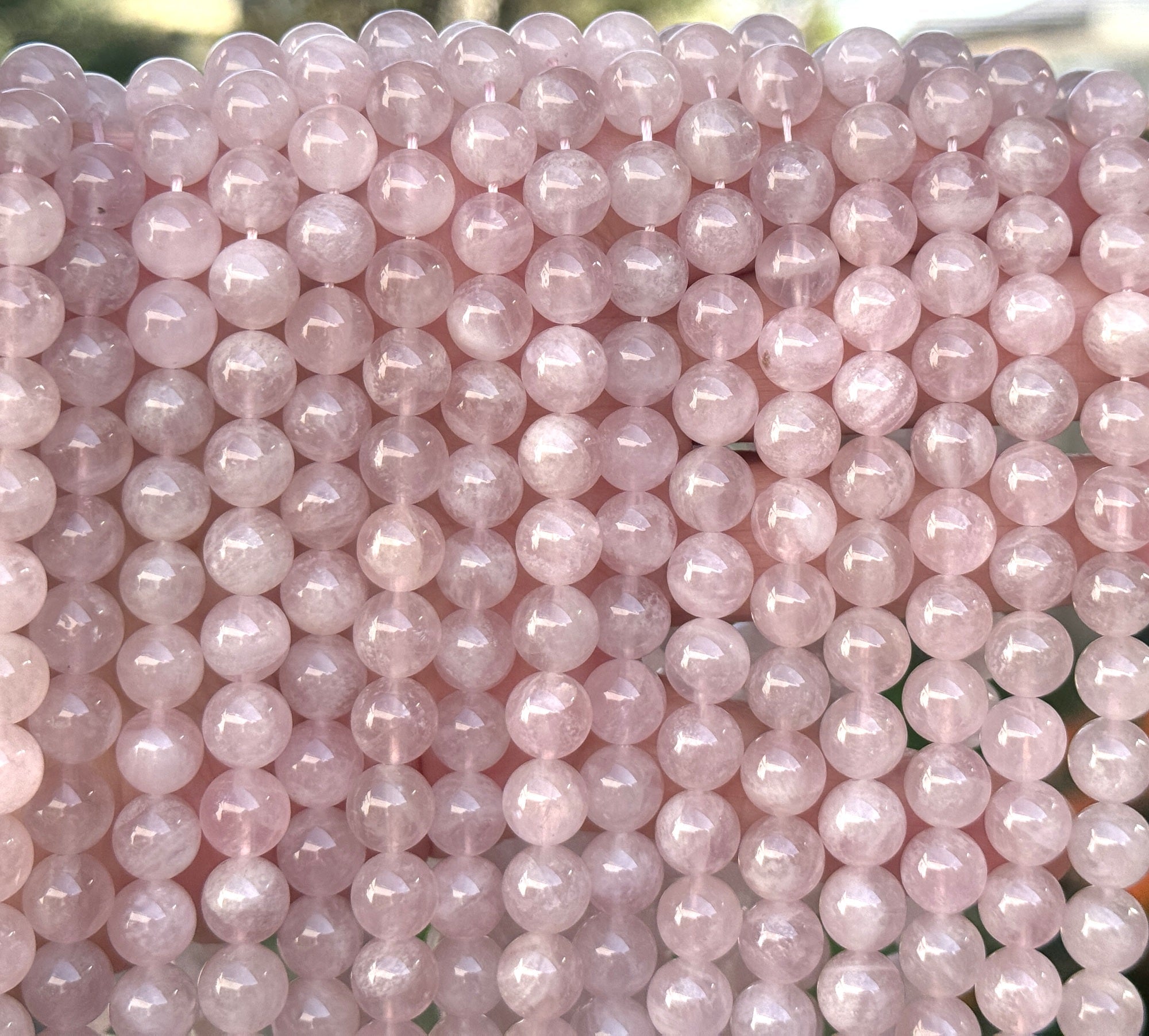 Madagascan Rose Quartz 8mm round natural gemstone beads 15" strand - Oz Beads 