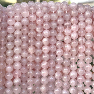 Madagascan Rose Quartz 8mm round natural gemstone beads 15" strand - Oz Beads 