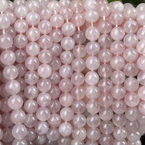 Madagascan Rose Quartz 8mm round natural gemstone beads 15" strand - Oz Beads 