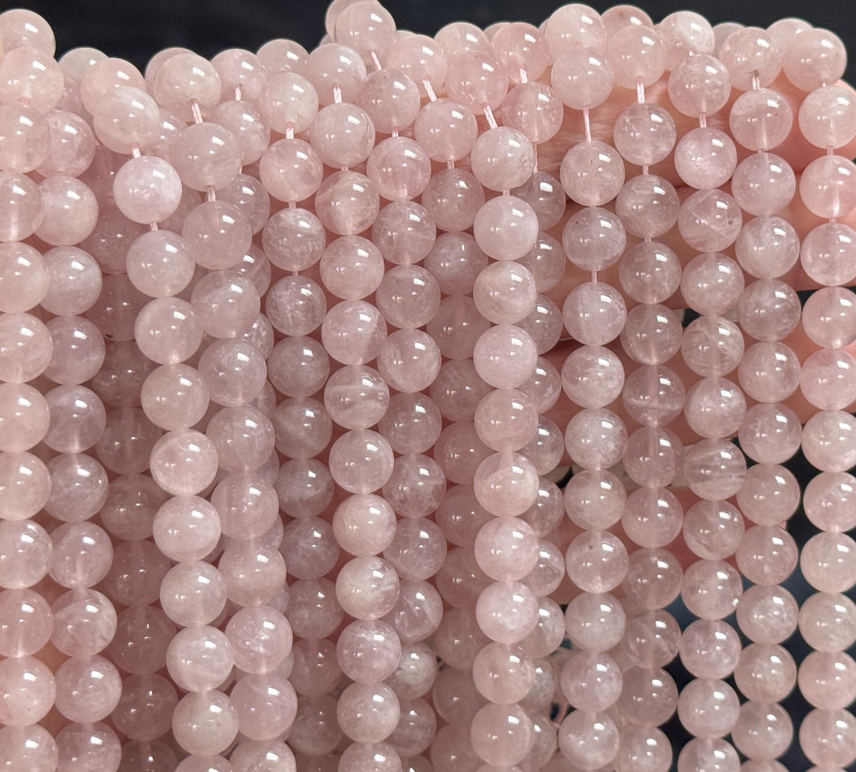 Madagascan Rose Quartz 8mm round natural gemstone beads 15" strand - Oz Beads 