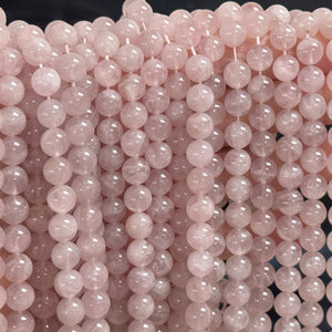 Madagascan Rose Quartz 8mm round natural gemstone beads 15" strand - Oz Beads 