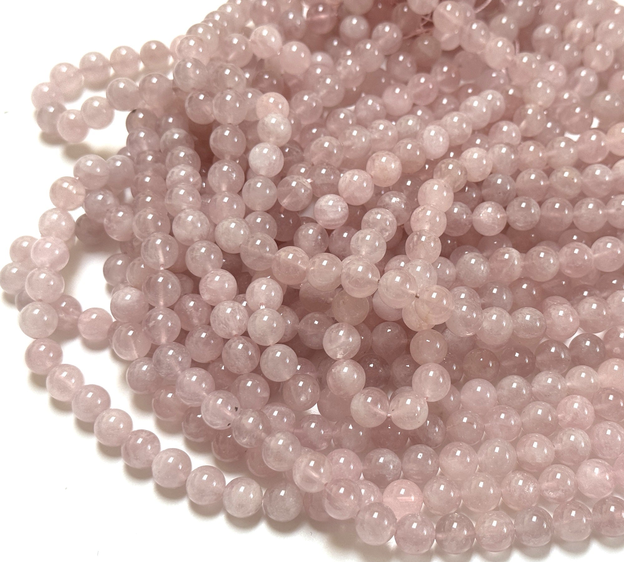 Madagascan Rose Quartz 8mm round natural gemstone beads 15" strand - Oz Beads 