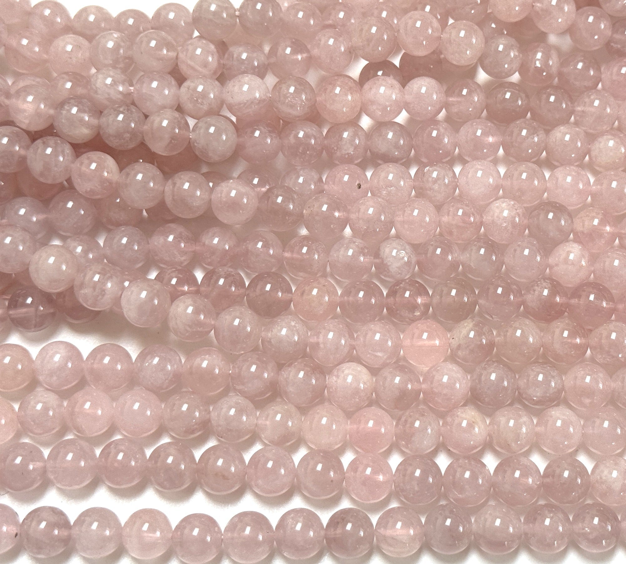 Madagascan Rose Quartz 8mm round natural gemstone beads 15" strand - Oz Beads 