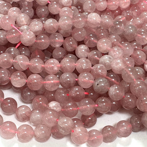 Madagascan Rose Quartz 8mm round natural gemstone beads 39cm strand - Oz Beads 