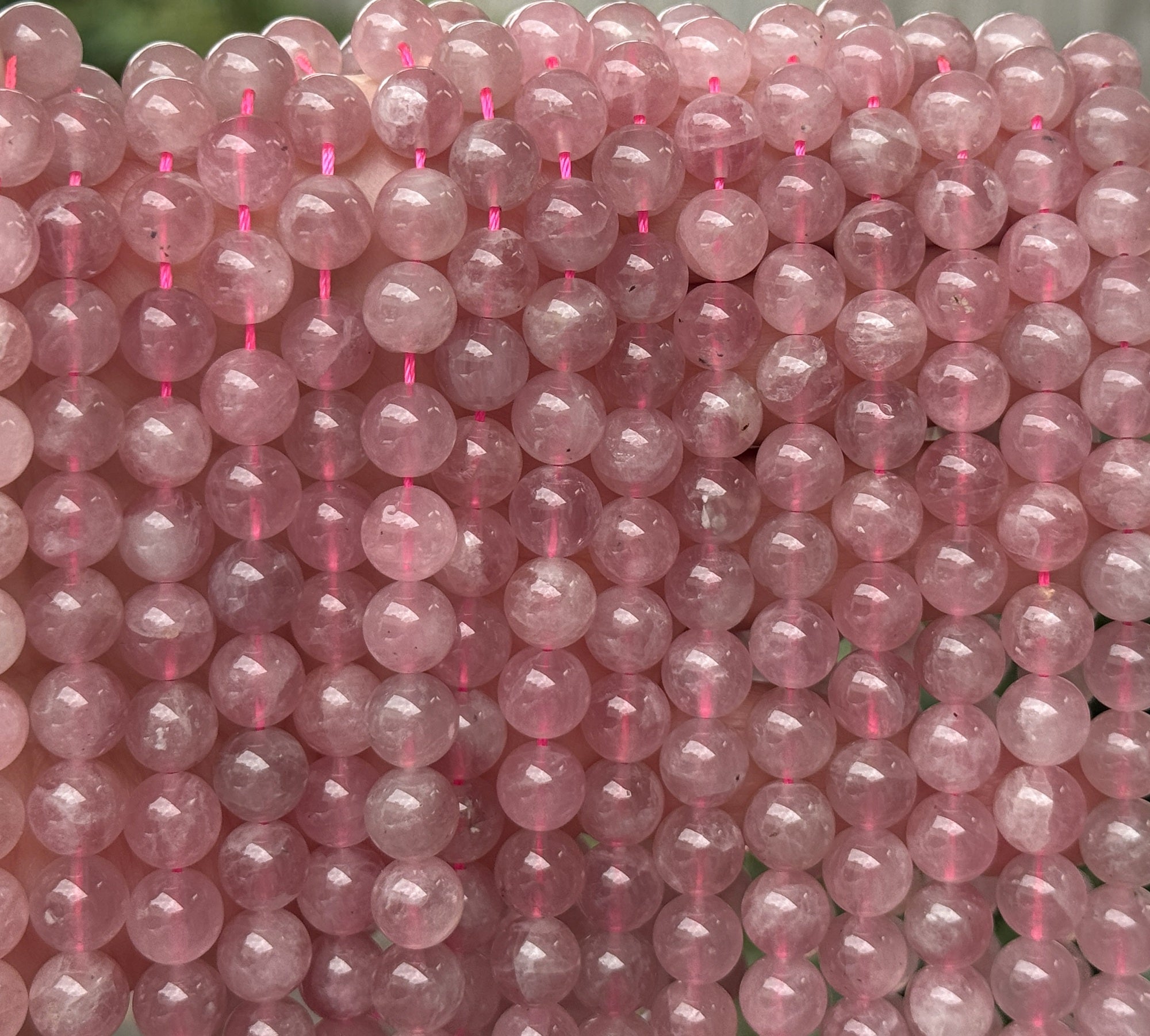 Madagascan Rose Quartz 8mm round natural gemstone beads 39cm strand - Oz Beads 