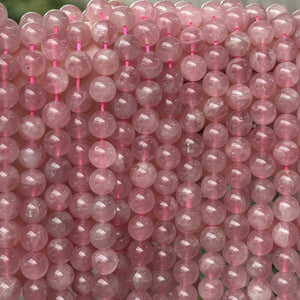 Madagascan Rose Quartz 8mm round natural gemstone beads 39cm strand - Oz Beads 