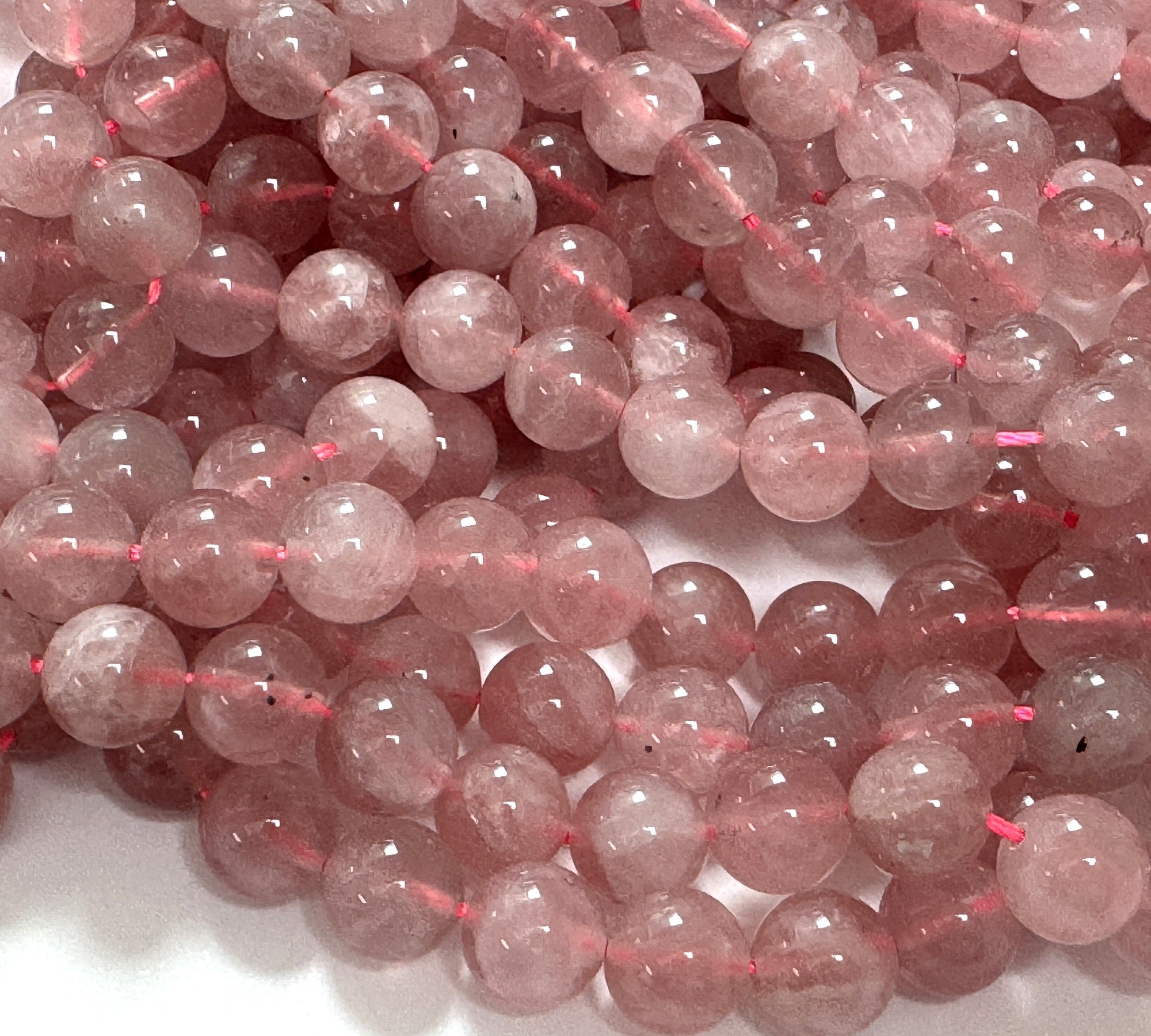Madagascan Rose Quartz 8mm round natural gemstone beads 39cm strand - Oz Beads 