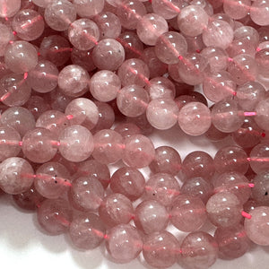 Madagascan Rose Quartz 8mm round natural gemstone beads 39cm strand - Oz Beads 