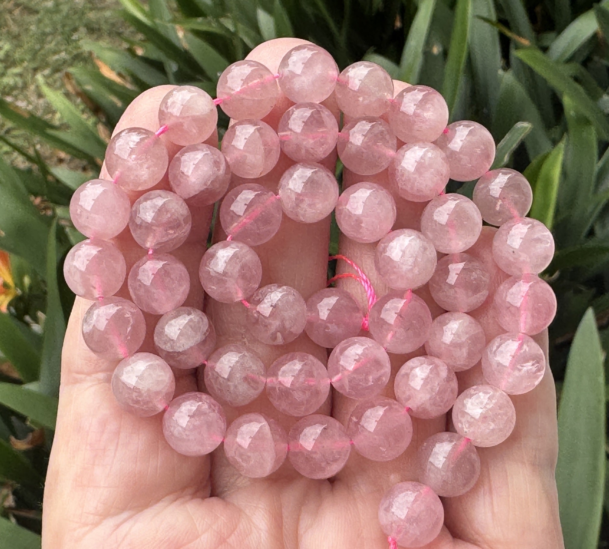 Madagascan Rose Quartz 8mm round natural gemstone beads 39cm strand - Oz Beads 