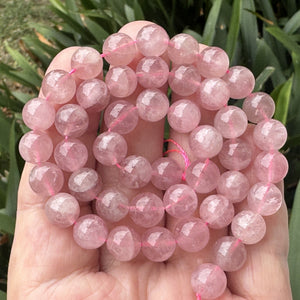 Madagascan Rose Quartz 8mm round natural gemstone beads 39cm strand - Oz Beads 