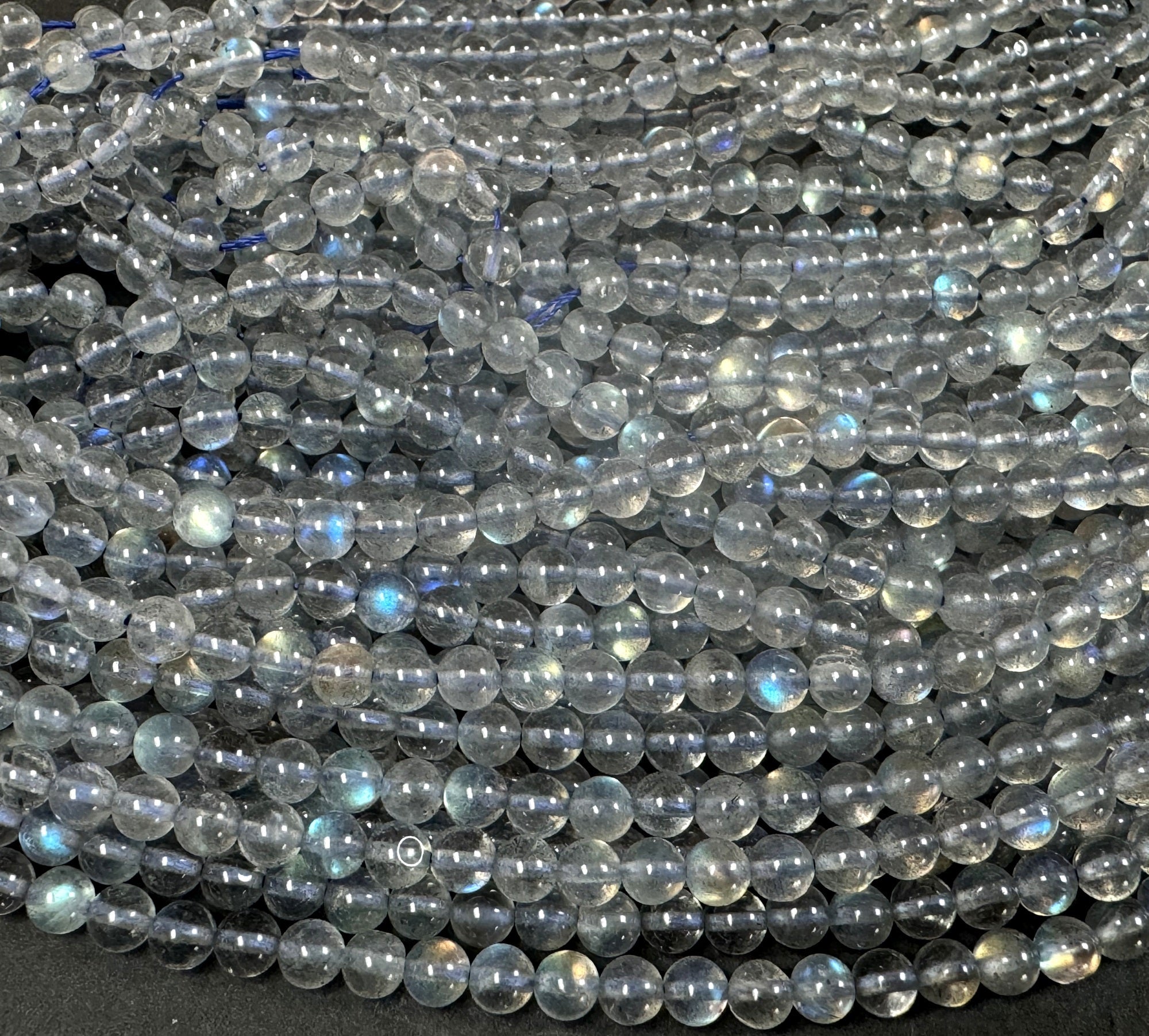Madagascar Labradorite 4mm round natural gemstone beads 15.5" strand - Oz Beads 