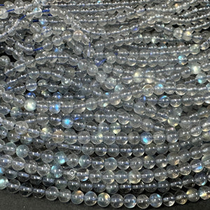 Madagascar Labradorite 4mm round natural gemstone beads 15.5" strand - Oz Beads 