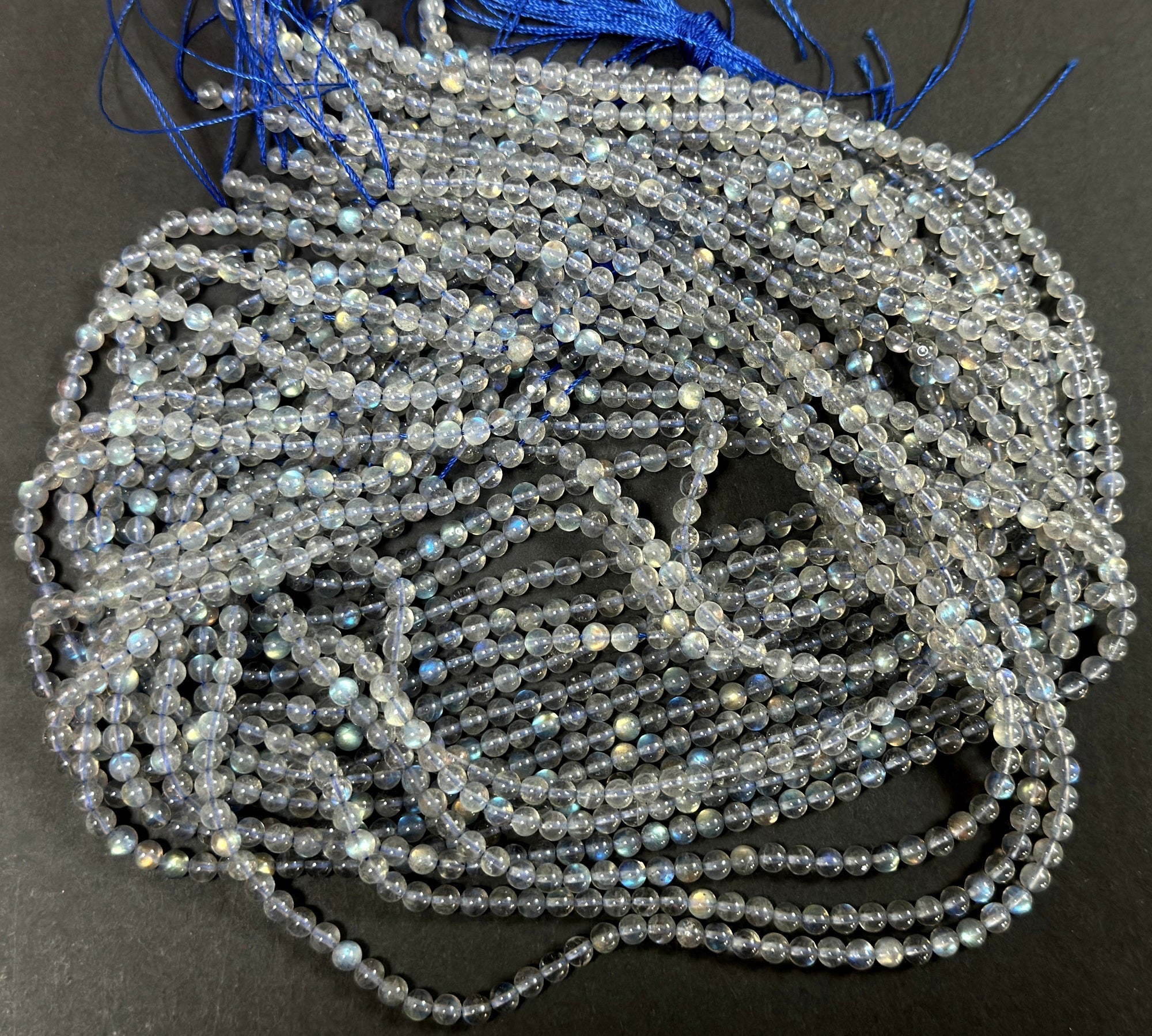 Madagascar Labradorite 4mm round natural gemstone beads 15.5" strand - Oz Beads 