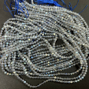 Madagascar Labradorite 4mm round natural gemstone beads 15.5" strand - Oz Beads 
