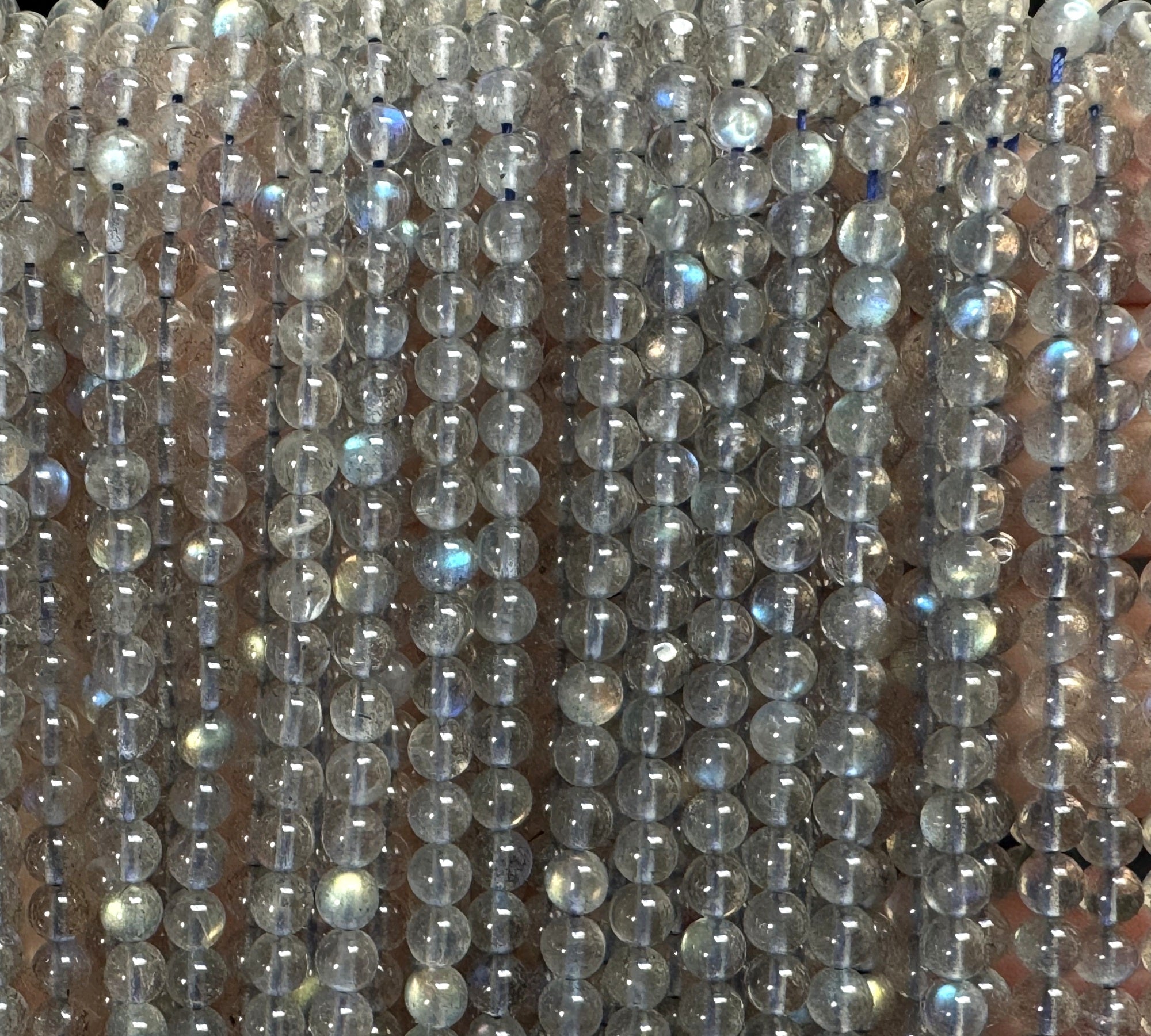 Madagascar Labradorite 4mm round natural gemstone beads 15.5" strand - Oz Beads 