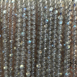 Madagascar Labradorite 4mm round natural gemstone beads 15.5" strand - Oz Beads 