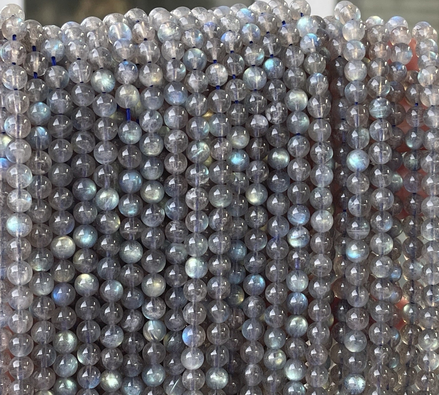 Madagascar Labradorite 6mm round rare flashy natural gemstone beads 15.5" strand - Oz Beads 