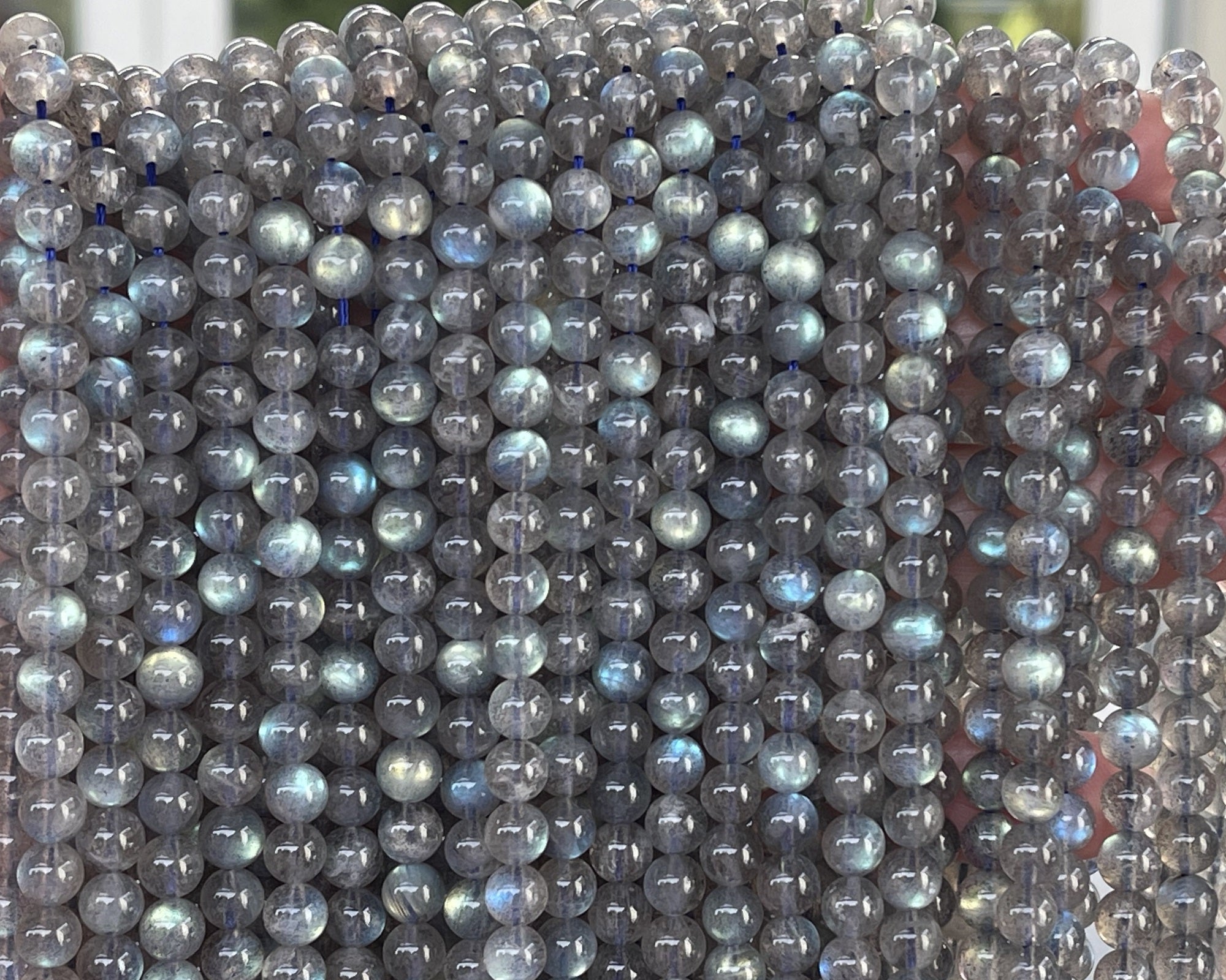 Madagascar Labradorite 6mm round rare flashy natural gemstone beads 15.5" strand - Oz Beads 