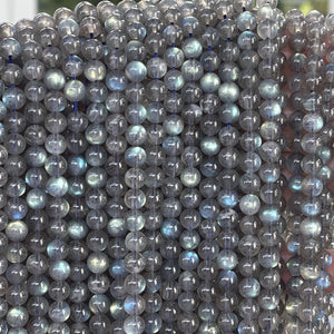 Madagascar Labradorite 6mm round rare flashy natural gemstone beads 15.5" strand - Oz Beads 