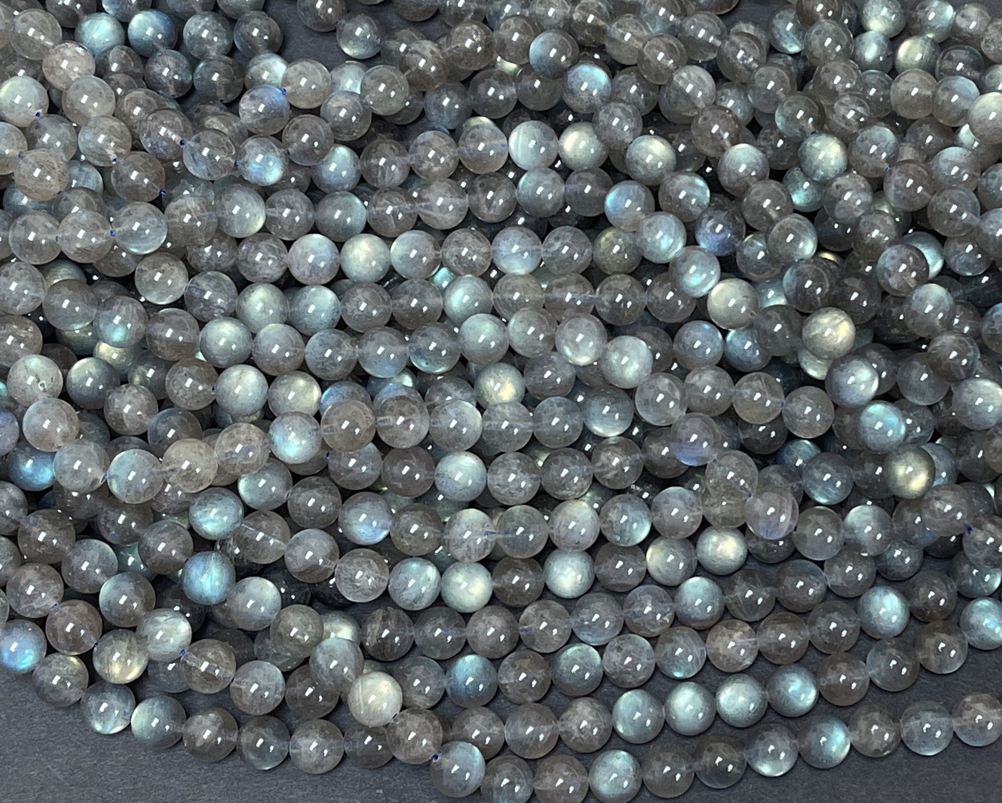 Madagascar Labradorite 6mm round rare flashy natural gemstone beads 15.5" strand - Oz Beads 