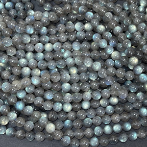 Madagascar Labradorite 6mm round rare flashy natural gemstone beads 15.5" strand - Oz Beads 