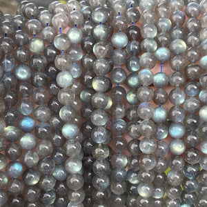 Madagascar Labradorite 8mm round rare flashy natural gemstone beads 15.5" strand - Oz Beads 