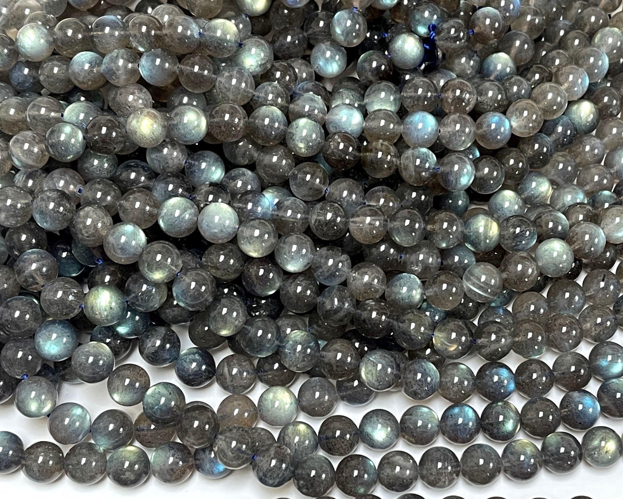 Madagascar Labradorite 8mm round rare flashy natural gemstone beads 15.5" strand - Oz Beads 